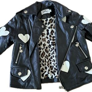 Girls size 4 Lola + The Boys White Heart Leather Jacket
